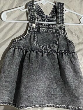 H&M Gray Washed Denim Overall Dress for Kids 6 Months